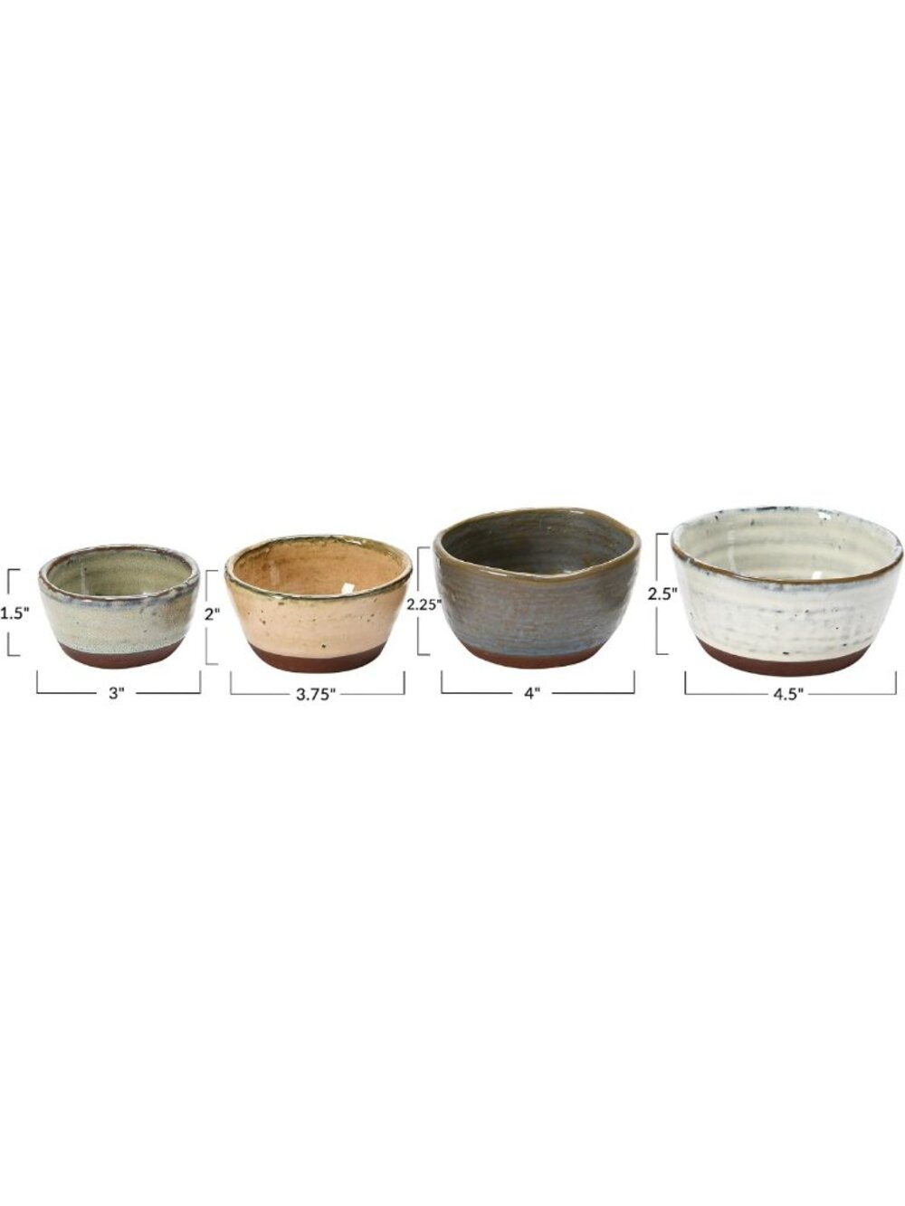Set of 4 Stoneware Bowls with Reactive Glaze Finish - Stylish Kitchen Decor - Picture 3 of 9
